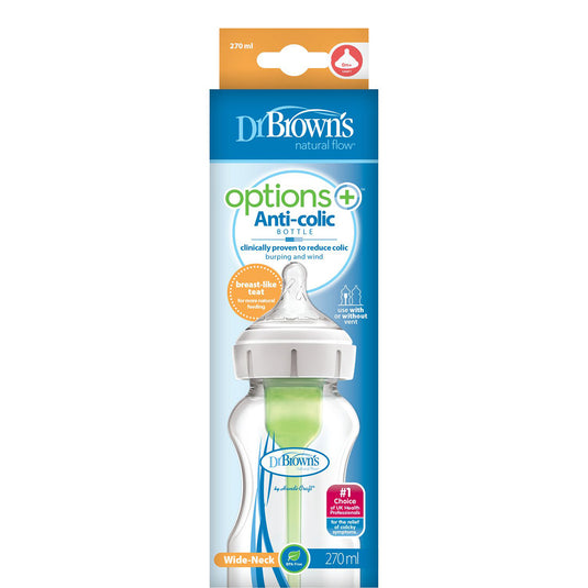 Dr.Brown’s Natural Flow® Anti-Colic Options+™ Wide-Neck Baby Bottle 270mL