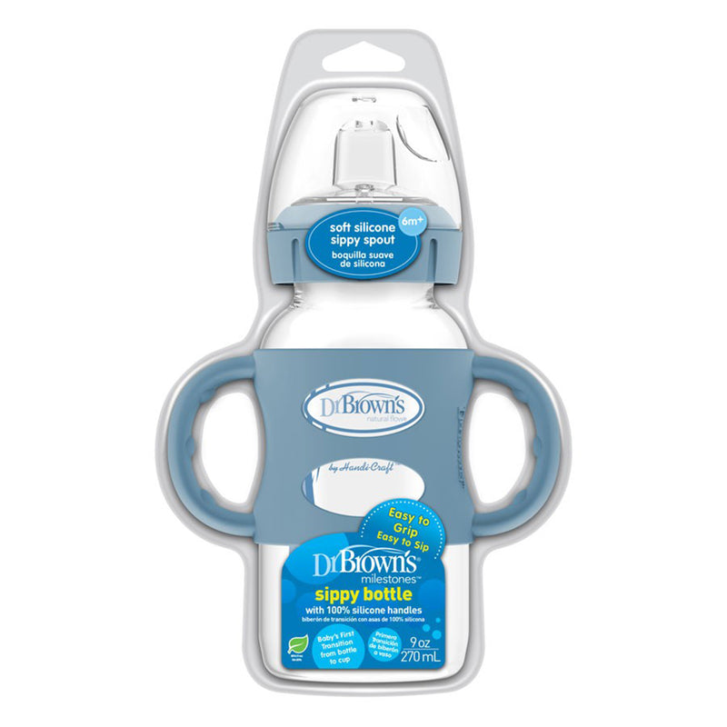 Load image into Gallery viewer, Dr.Brown’s® Milestones™ Wide-Neck Sippy Spout Bottle with Silicone Handles 270 mL
